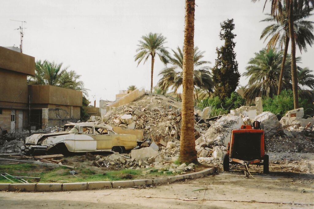 Photo of home destroyed by airstrike.